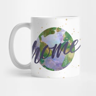 earth is our home - protect our beautiful planet (watercolors and purple handwriting) Mug